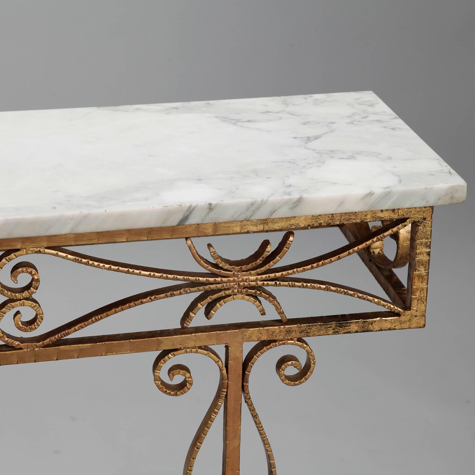 20th Century Spanish Wall Hung Console with Gilt Metal and Marble Top