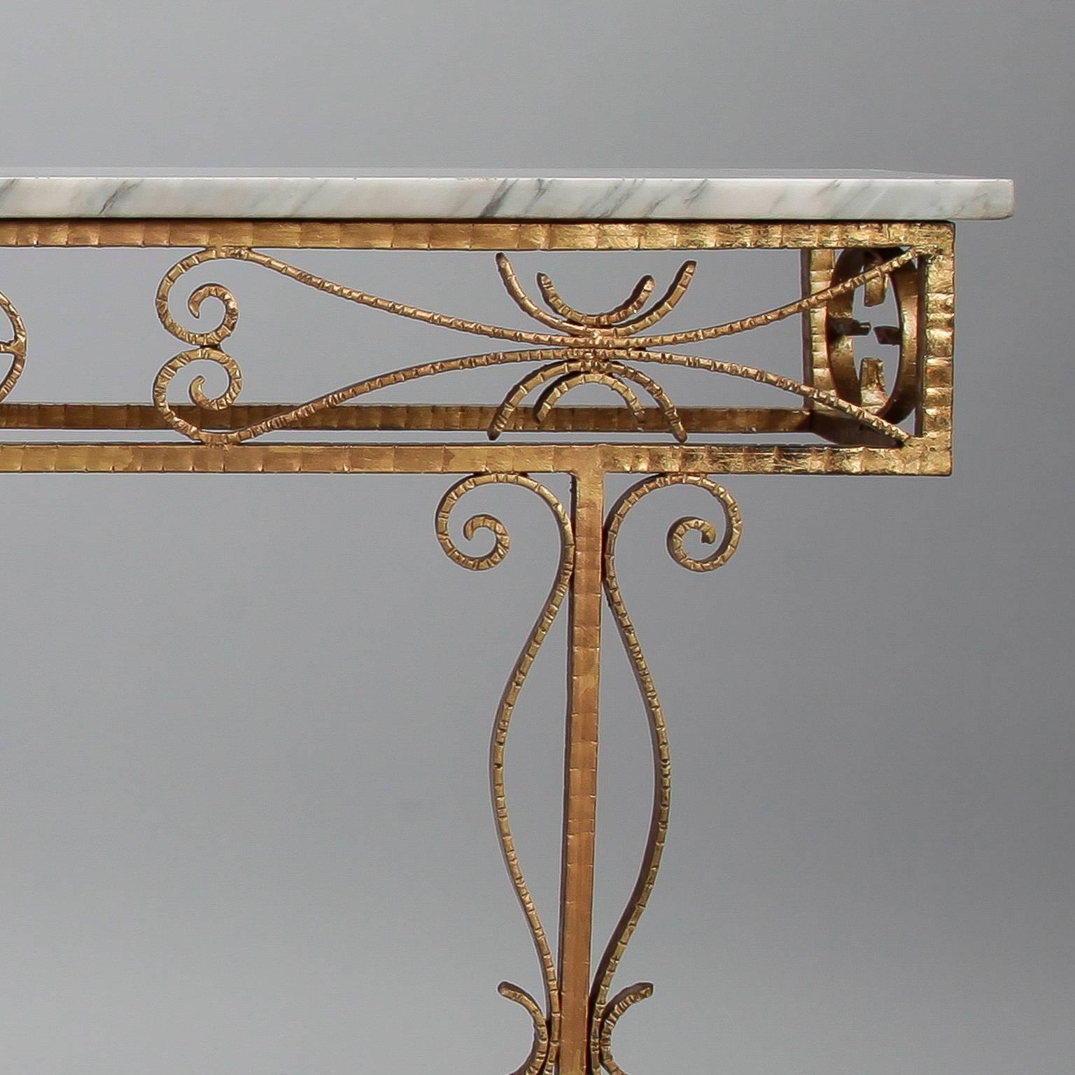 Spanish Wall Hung Console with Gilt Metal and Marble Top 1