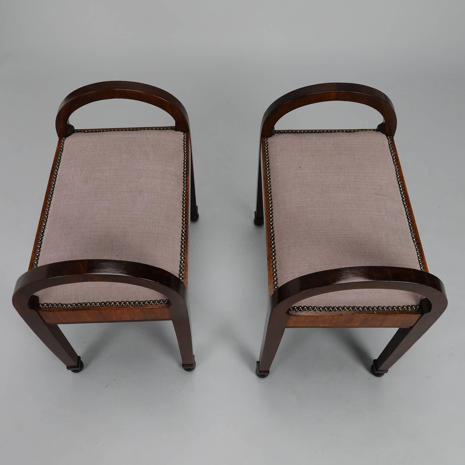 Pair of Art Deco Upholstered Benches 4