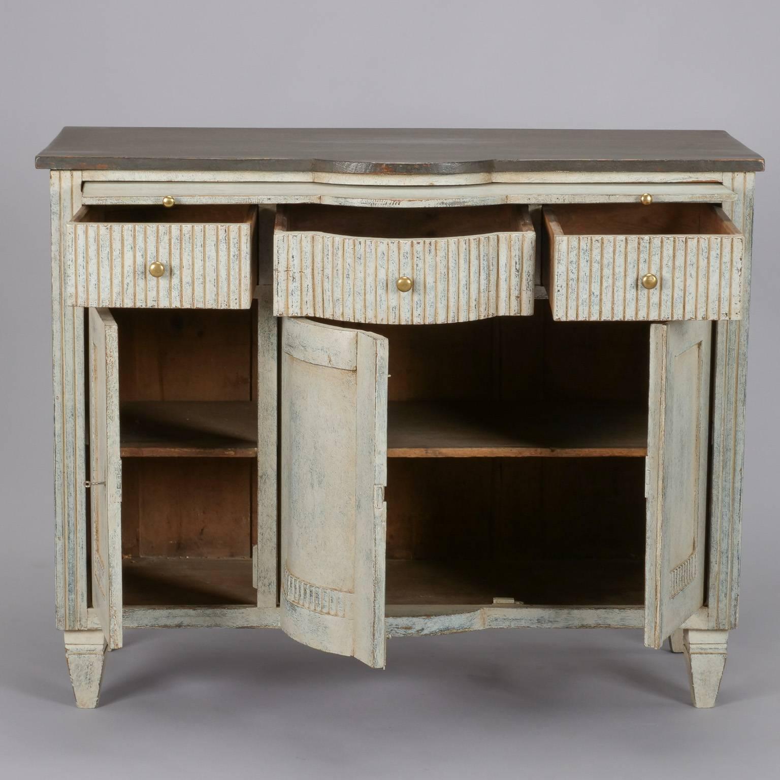 French 19th Century Painted Serpentine Buffet Cabinet