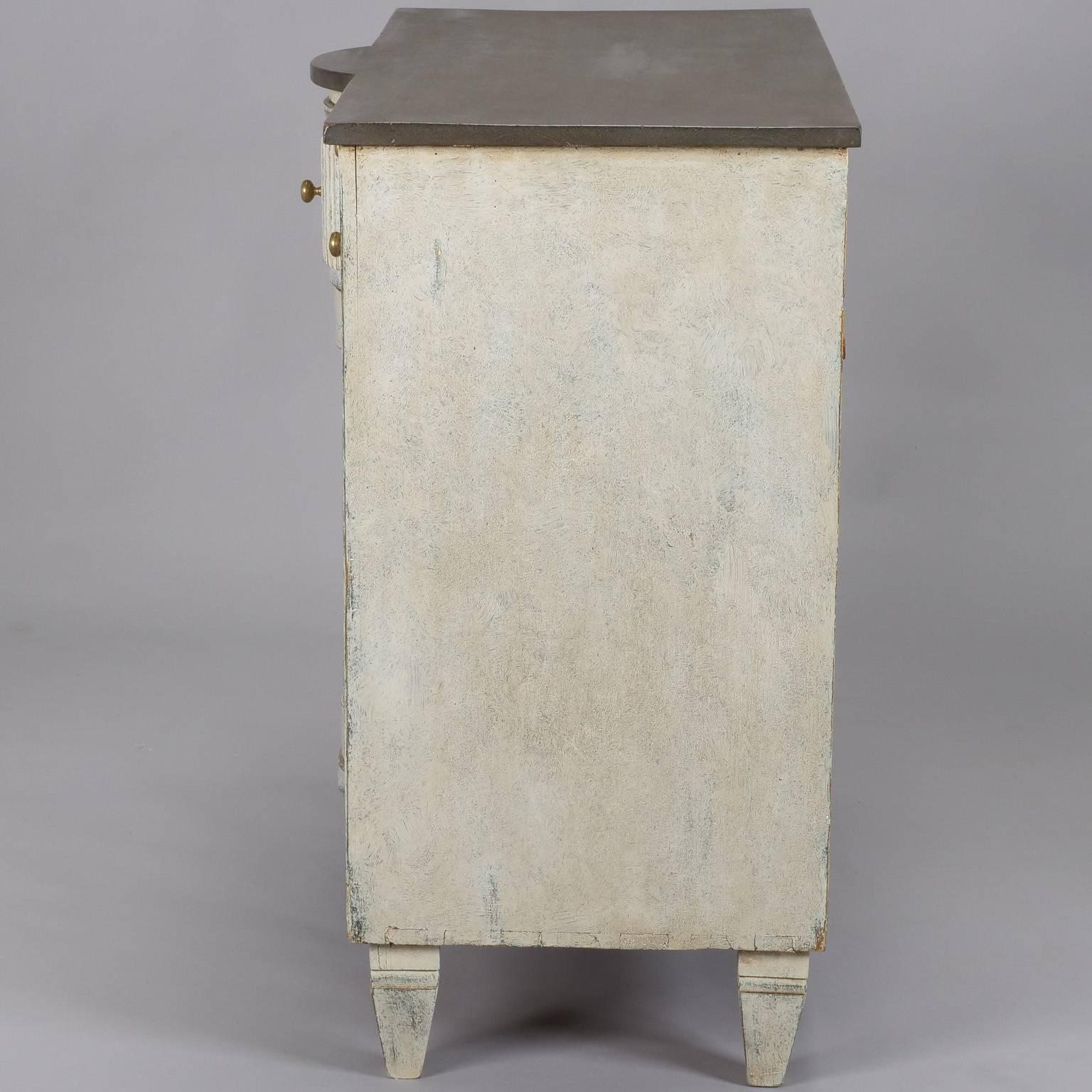 19th Century Painted Serpentine Buffet Cabinet 2