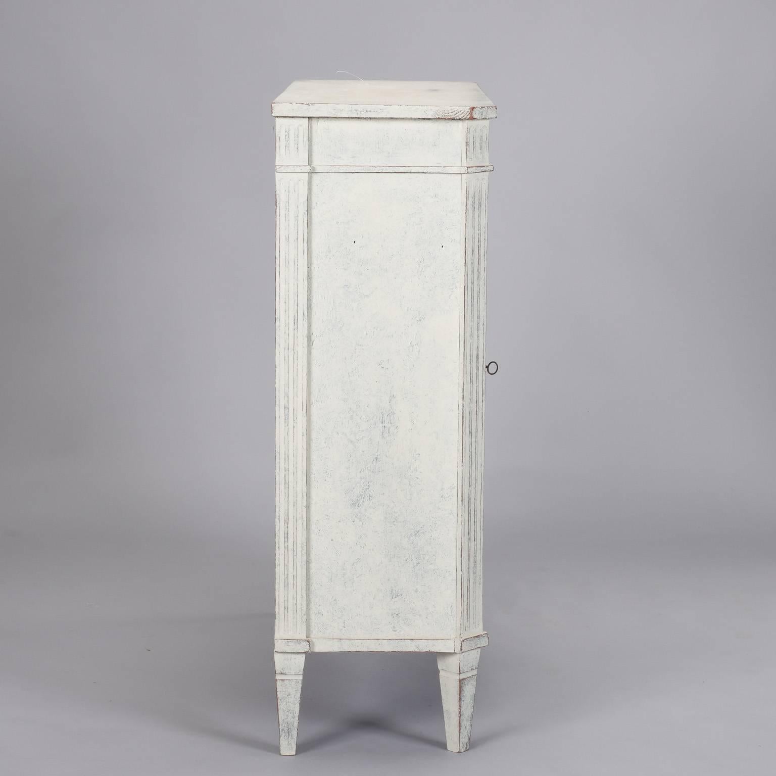 French White with Blue-Gray Undertones Two-Door Cabinet In Good Condition In Troy, MI