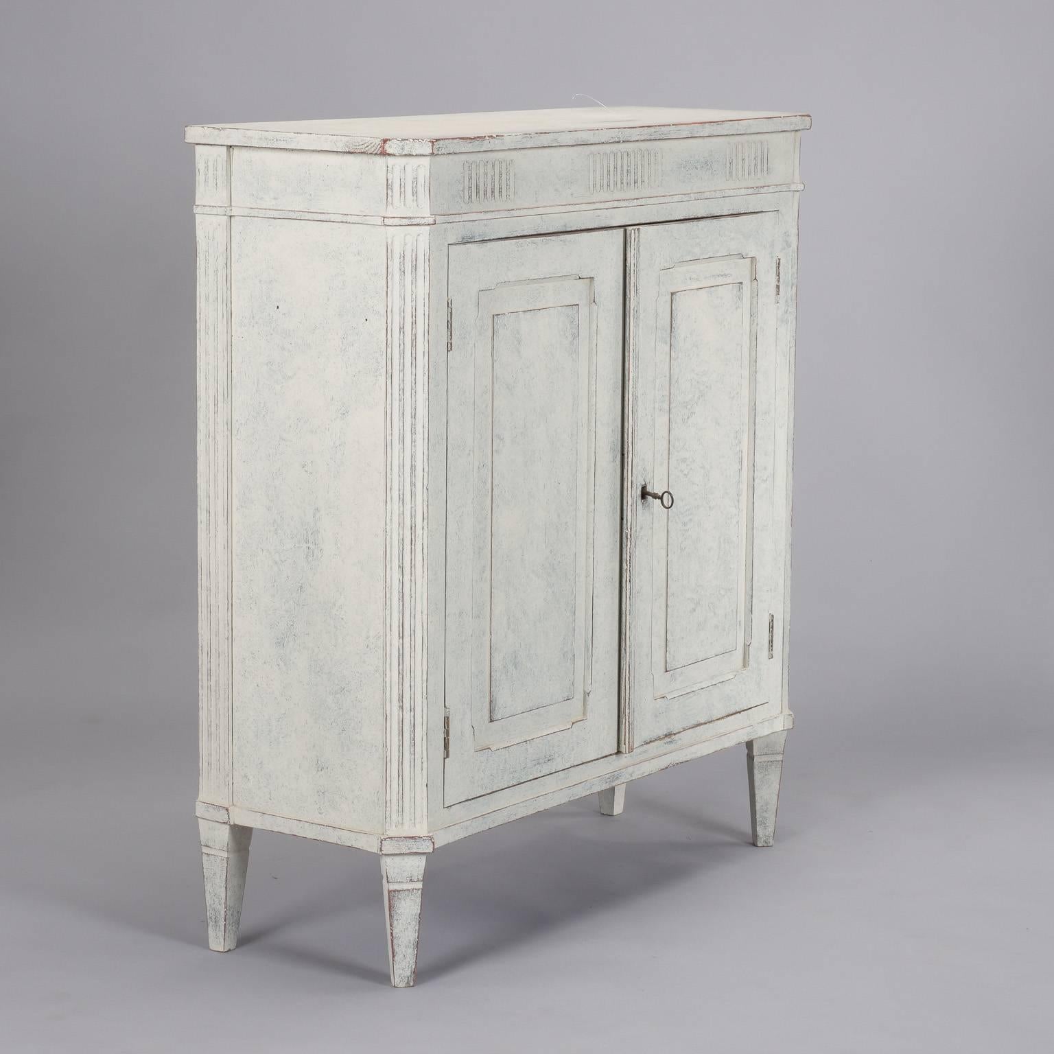 20th Century French White with Blue-Gray Undertones Two-Door Cabinet