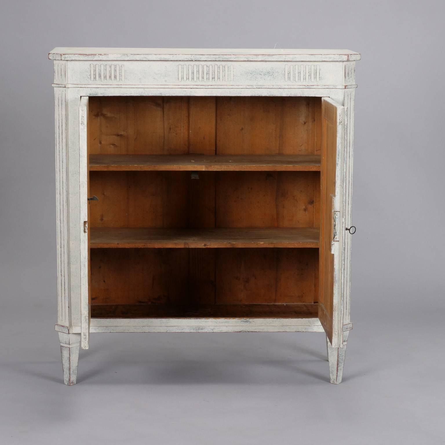 Wood French White with Blue-Gray Undertones Two-Door Cabinet