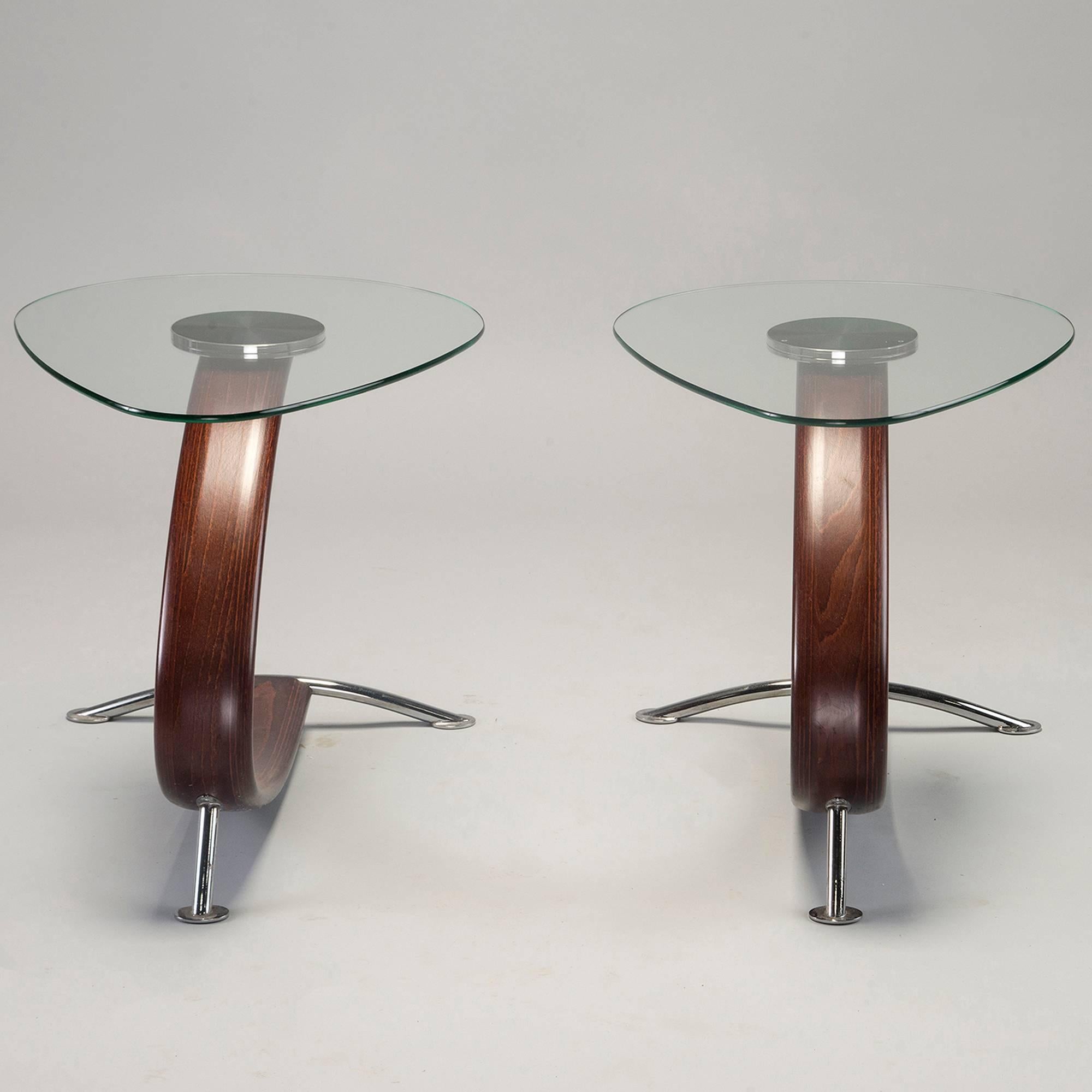 chrome and glass end tables