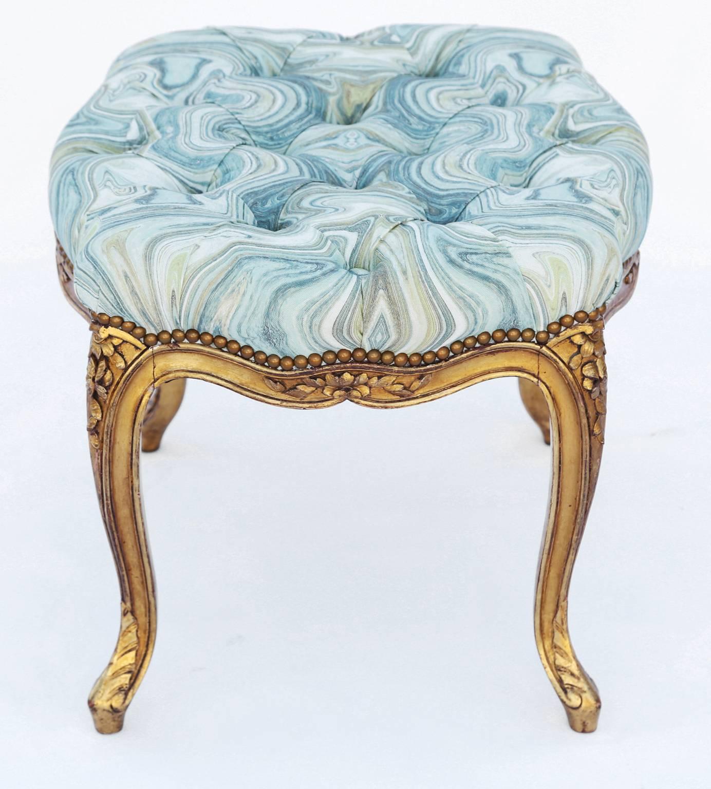 19th Century Louis XV Giltwood Bench In Excellent Condition In West Palm Beach, FL