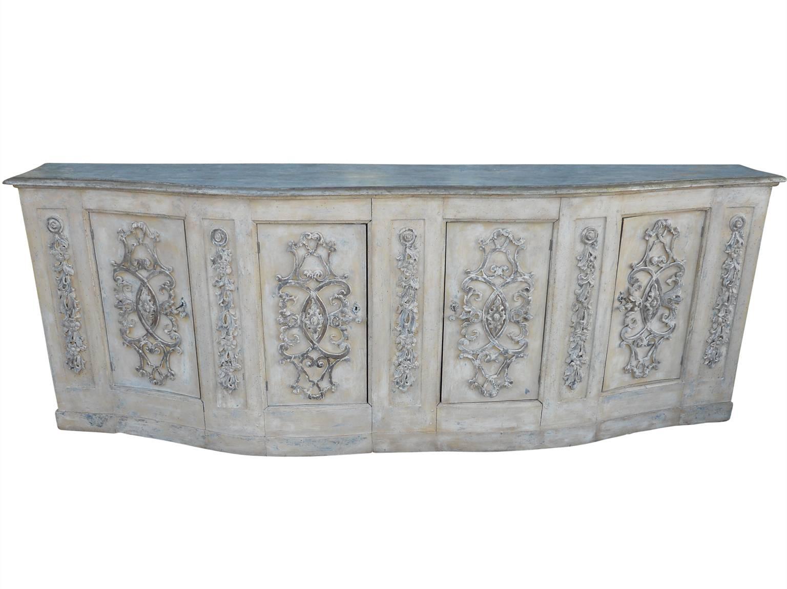 Very Long and Narrow, Painted 18th Century Credenza For Sale