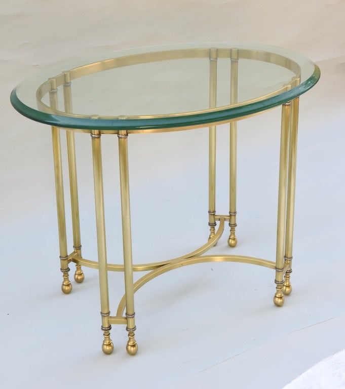 Polished Brass Occasional Table with Oval Glass Top