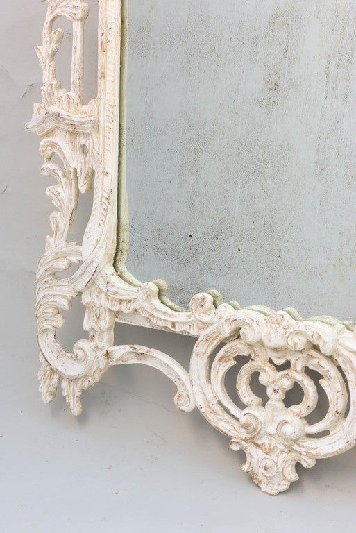 Italian Pair of Painted Mirrors with Carved Pagoda Pediment