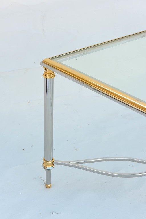 Italian Unusual Chrome and Brass Cocktail Table