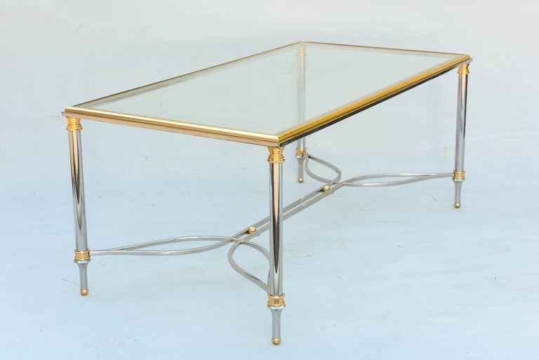 Unusual Chrome and Brass Cocktail Table 3