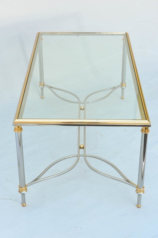 Unusual Chrome and Brass Cocktail Table 4