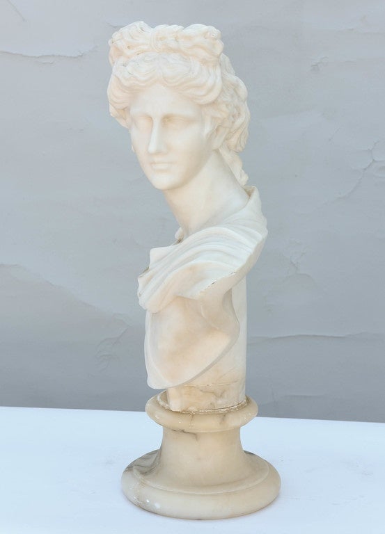 Carrara Marble Neoclassical Marble Bust of Apollo