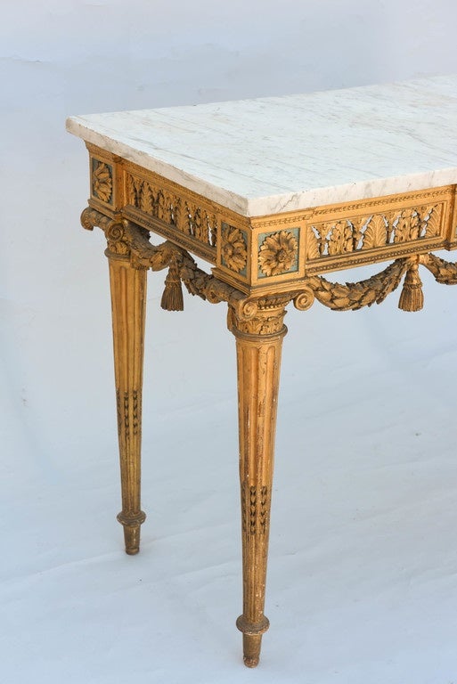 Louis XIV 18th Century Giltwood Console with Carrara Marble Top For Sale