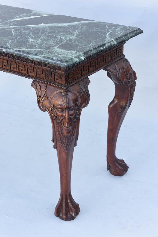 19th Century Irish Console with Greek Key Carved Apron