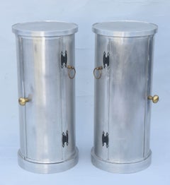 Pair of Polished Metal Pot Stands/Plate Warmer Pedestals