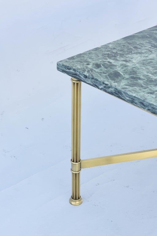 Italian Brass Cocktail Table with Marble Top in the Manner of Jansen