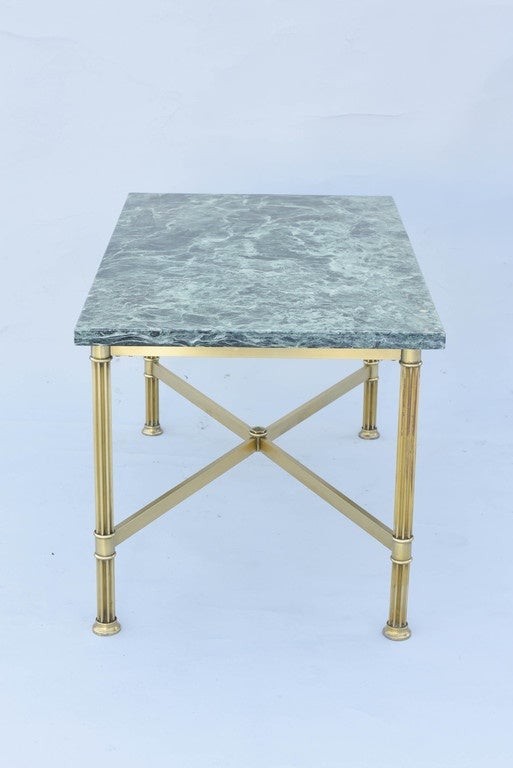 Brass Cocktail Table with Marble Top in the Manner of Jansen 2