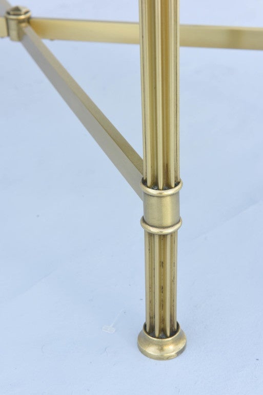 Brass Cocktail Table with Marble Top in the Manner of Jansen 3