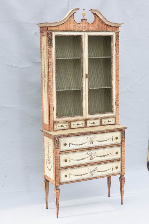 Narrow Faux Boix, Classical Painted Cabinet