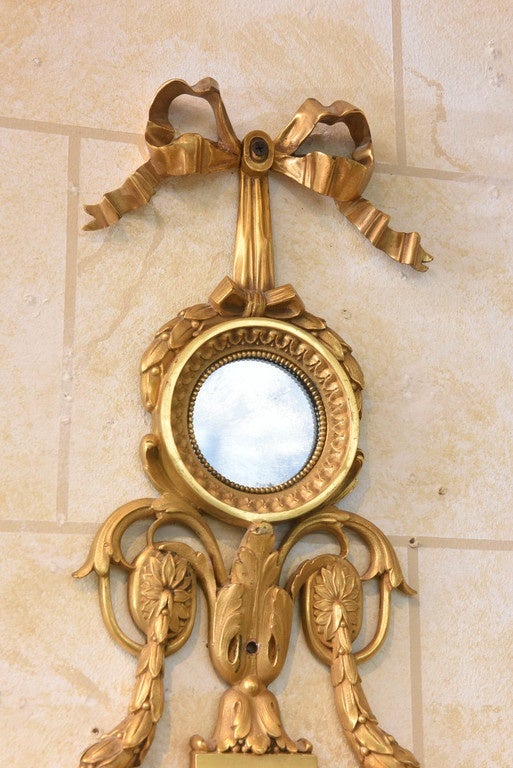 American Pair of Bronze Dore Sconces with Unusual Mirrored Backplates by E.F. Caldwell