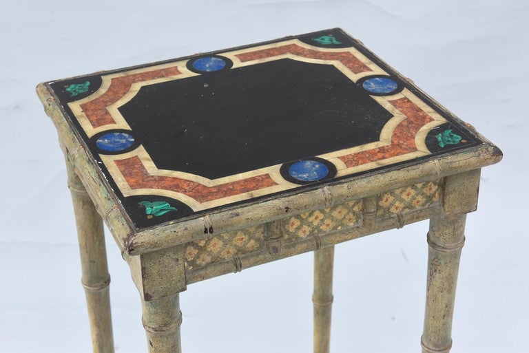 Italian Accent Table with Faux Mabre Pietra Dura Top