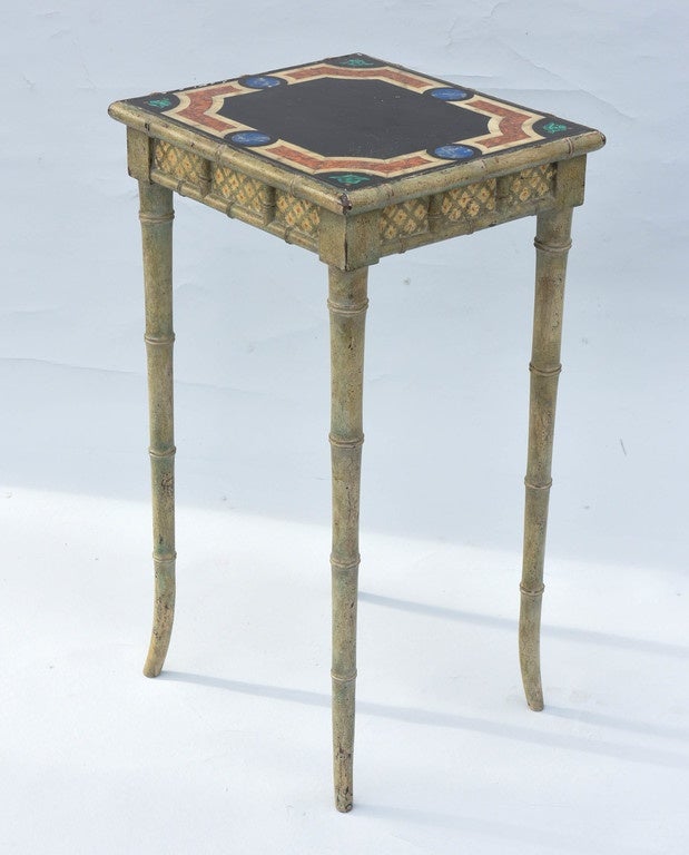 Accent Table with Faux Mabre Pietra Dura Top In Excellent Condition In West Palm Beach, FL