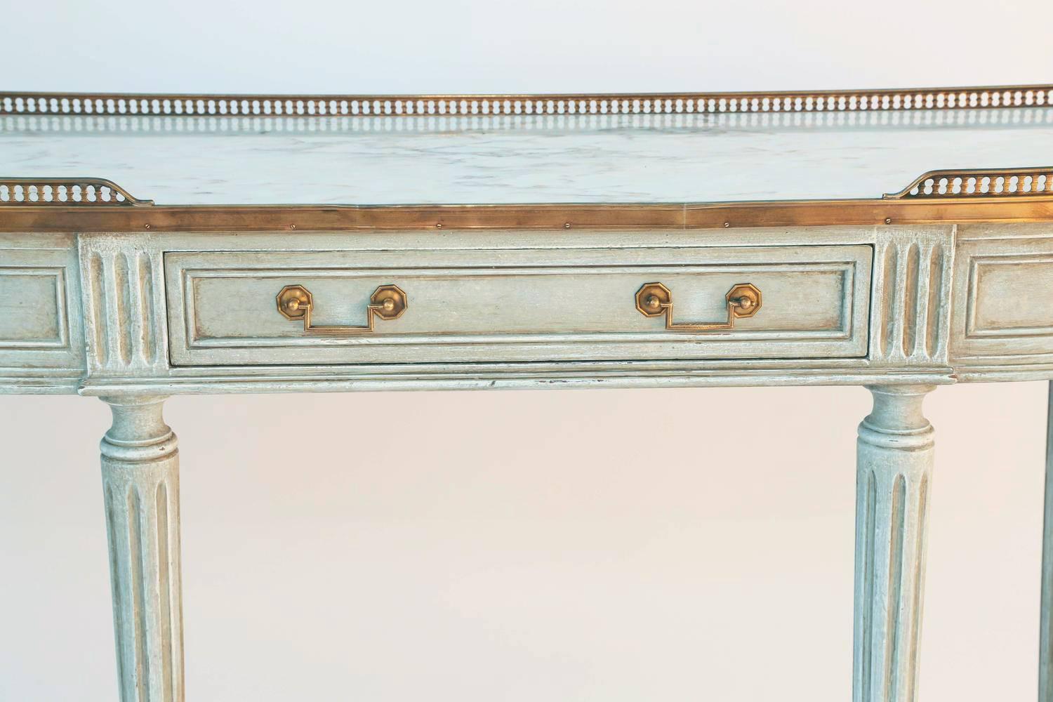 French Louis XVI Style Painted Demilune Console