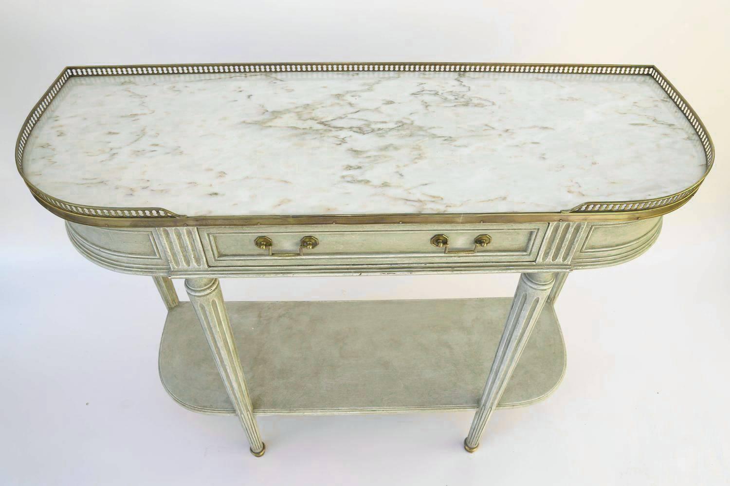 Mid-20th Century Louis XVI Style Painted Demilune Console