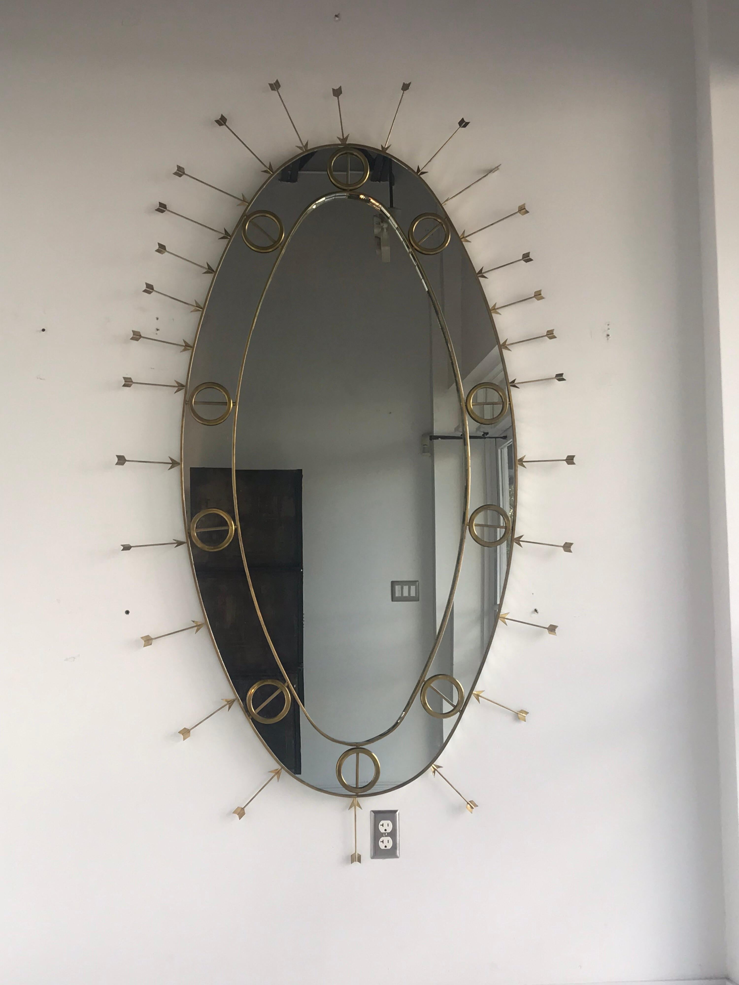 Mid-Century Modern Italian Mid Century Full Length Brass Mirror