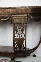 French Art Deco Forged Iron and Marble Console in the Style of Edgar Brandt