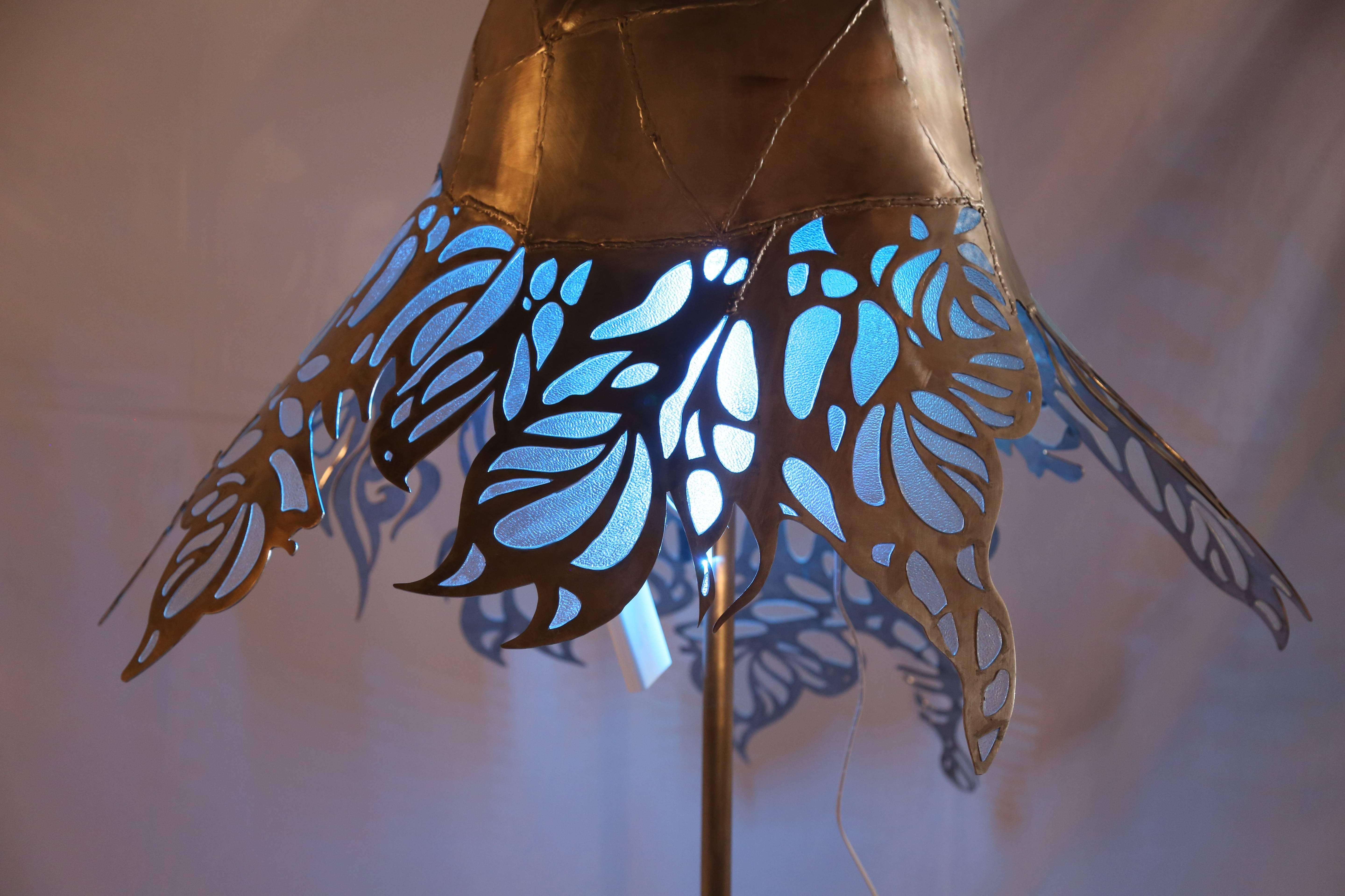 Metalwork Illuminating Steel and Glass Euphoric Dress Sculpture