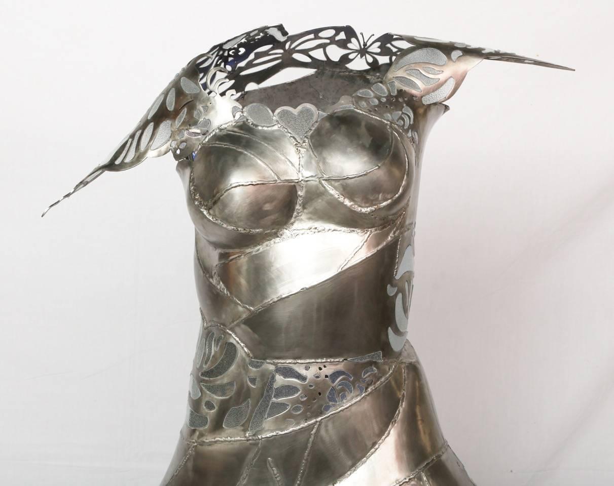 Stainless Steel Illuminating Steel and Glass Euphoric Dress Sculpture