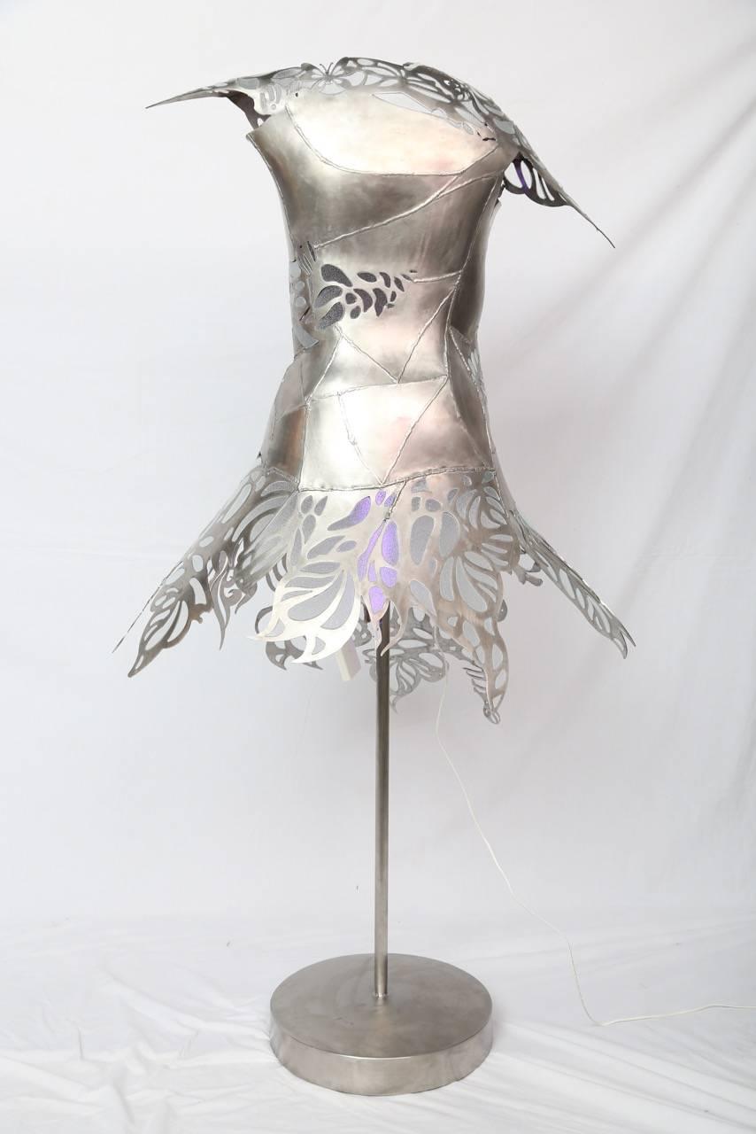 Illuminating Steel and Glass Euphoric Dress Sculpture 1