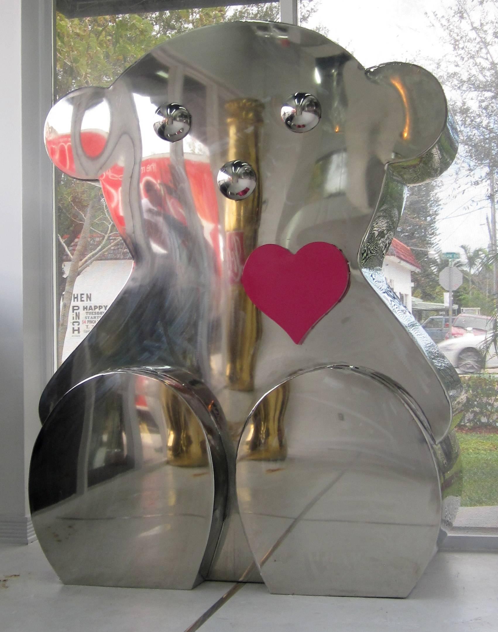 Modern Giant Pop Art Stainless Steel Teddy Bear Sculpture