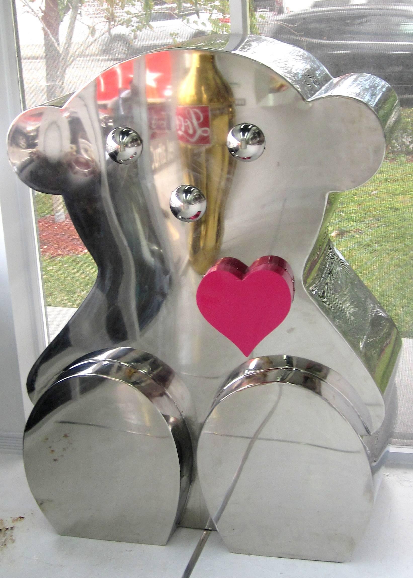 Late 20th Century Giant Pop Art Stainless Steel Teddy Bear Sculpture