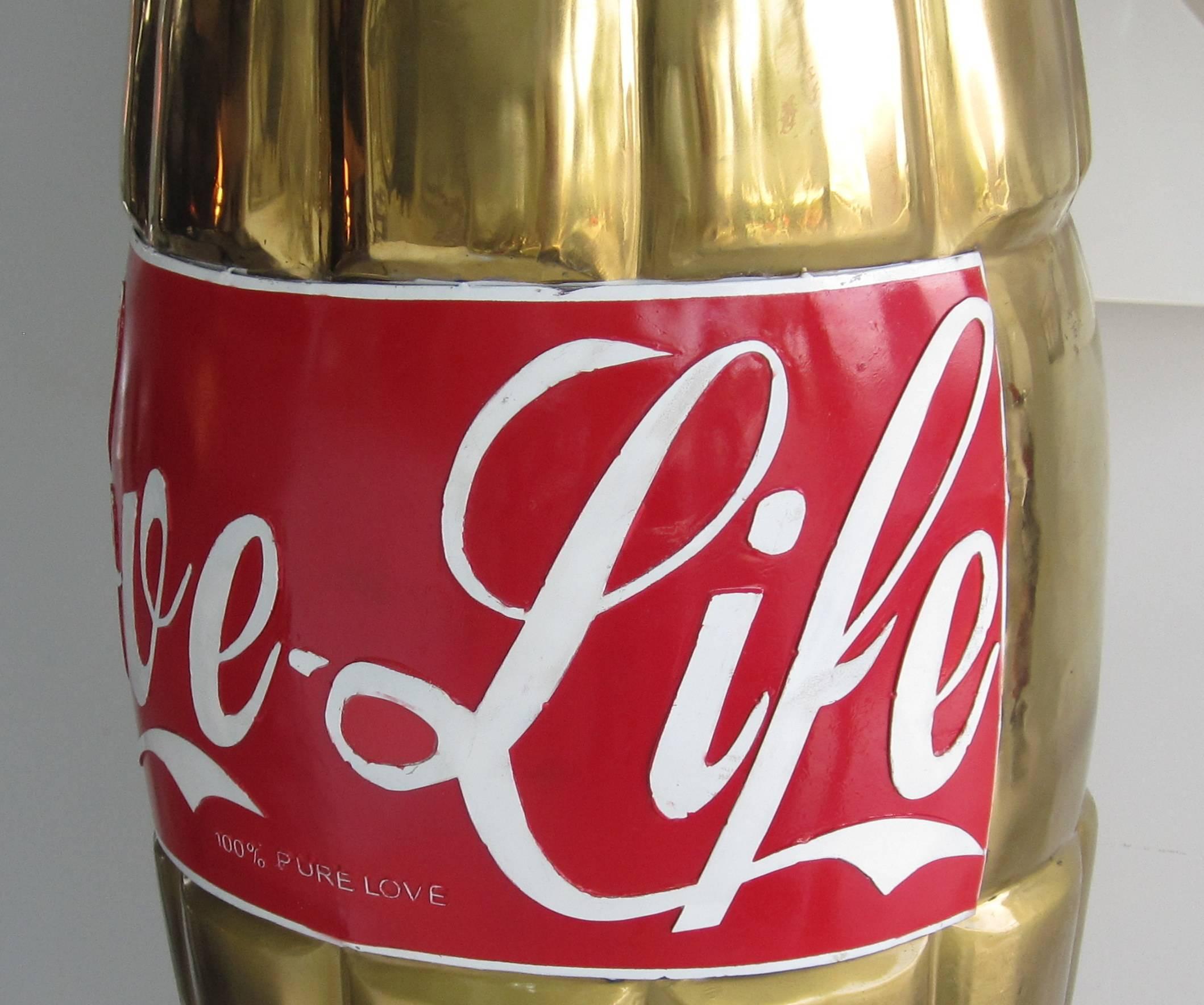 American Mid-Century Monumental  Pop Art Brass Cola Bottle Sculpture