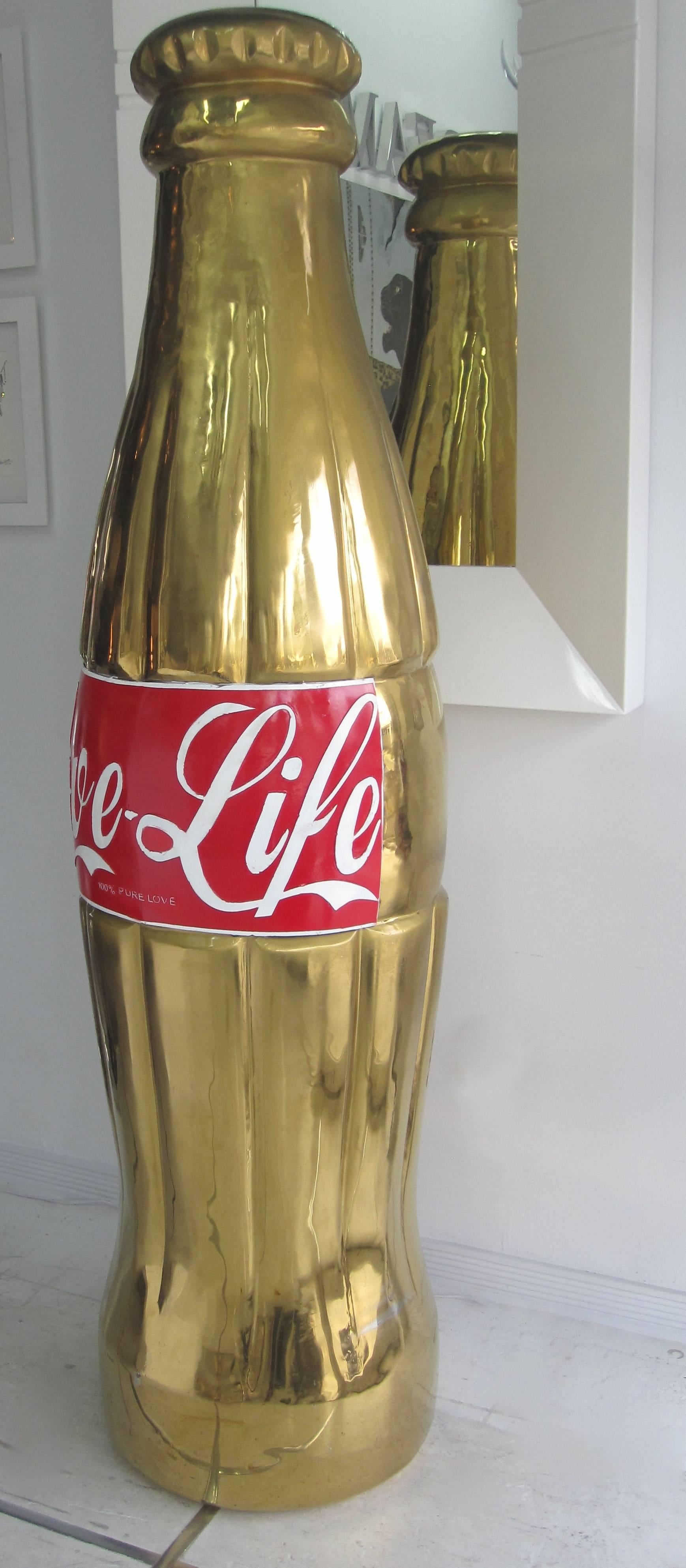 Cast Mid-Century Monumental  Pop Art Brass Cola Bottle Sculpture