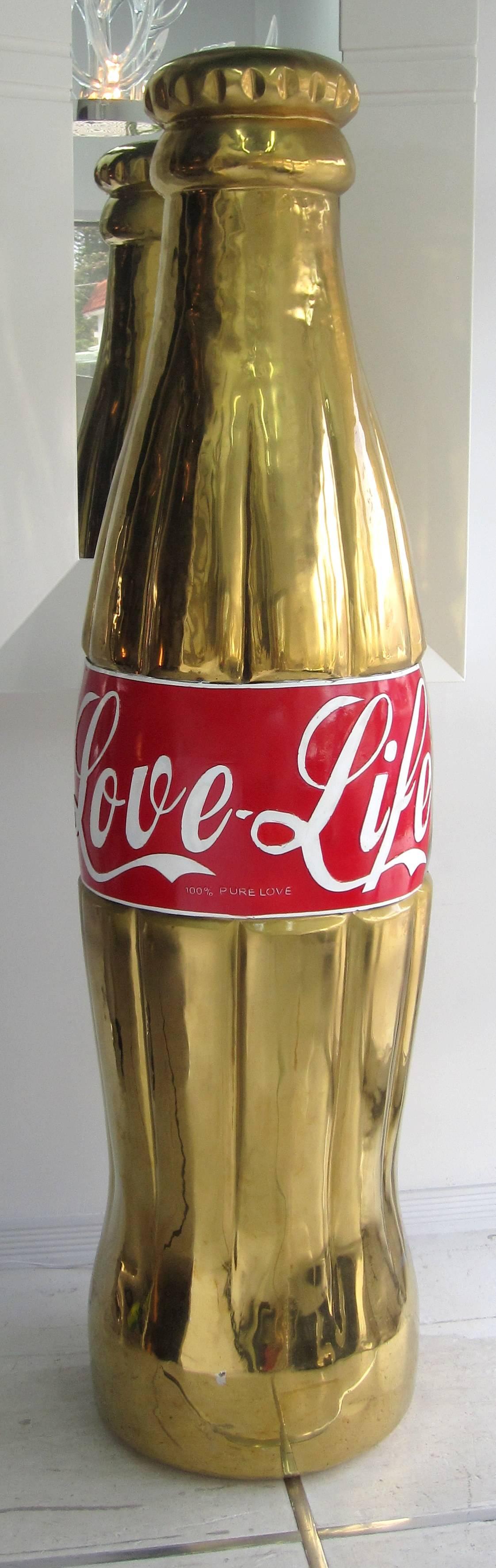 Late 20th Century Mid-Century Monumental  Pop Art Brass Cola Bottle Sculpture
