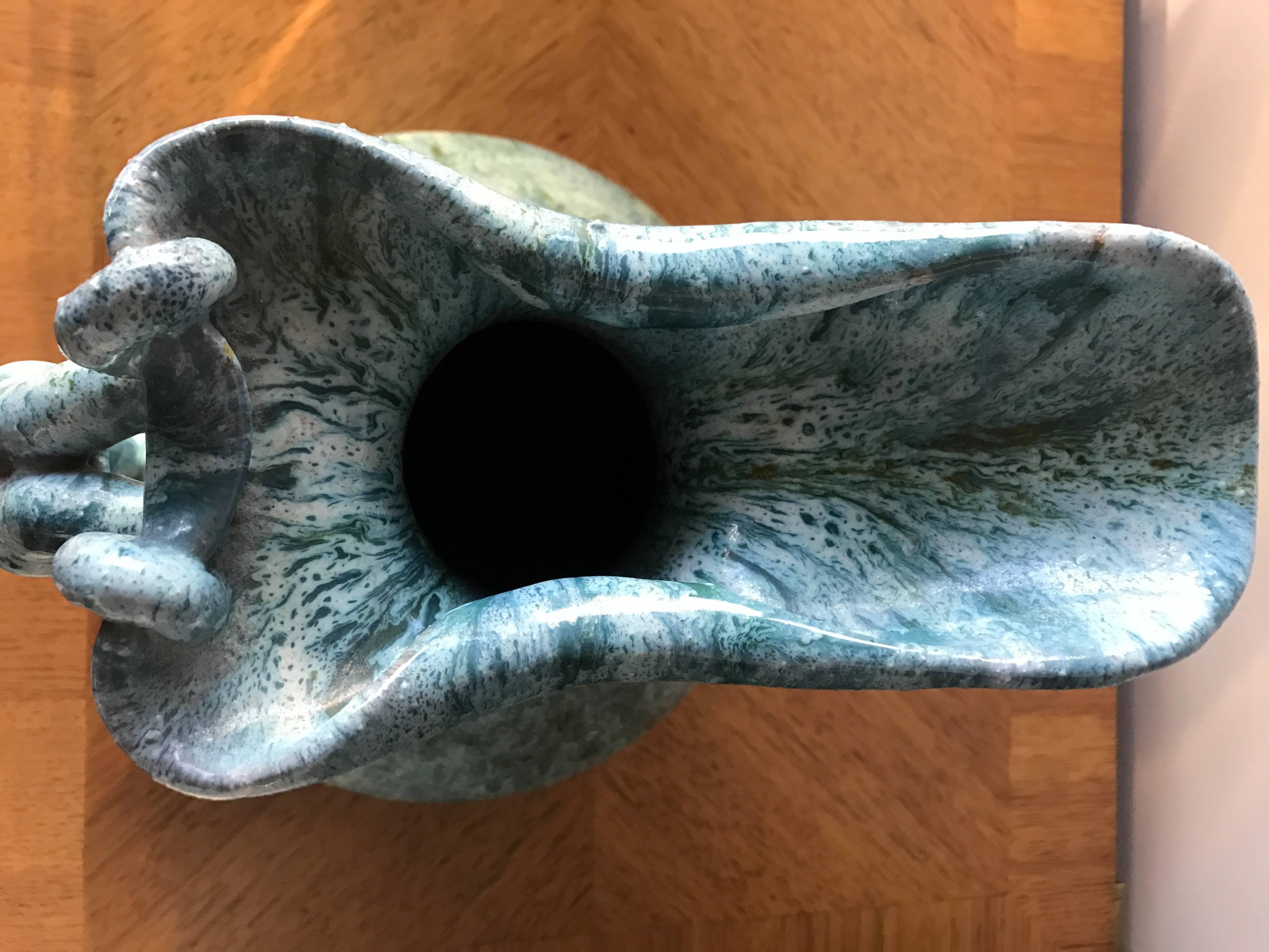 Mid-Century Signed Marcello Fantoni Glazed Ceramic Vase Pitcher 3