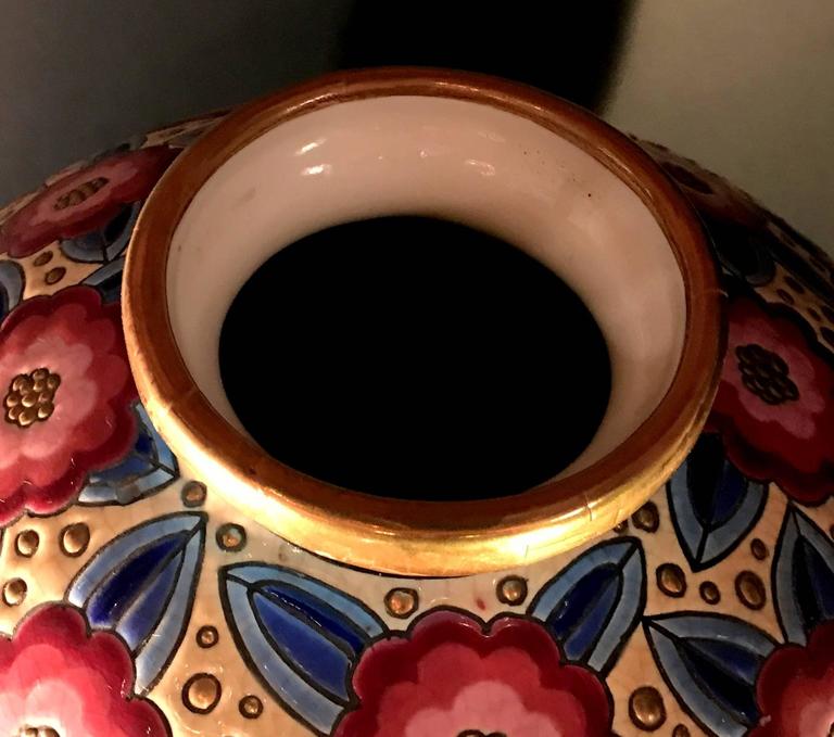 Rare French Art Deco Ceramic Vase by Longwy 1