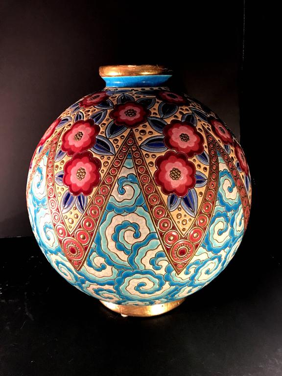 Rare French Art Deco Ceramic Vase by Longwy 5