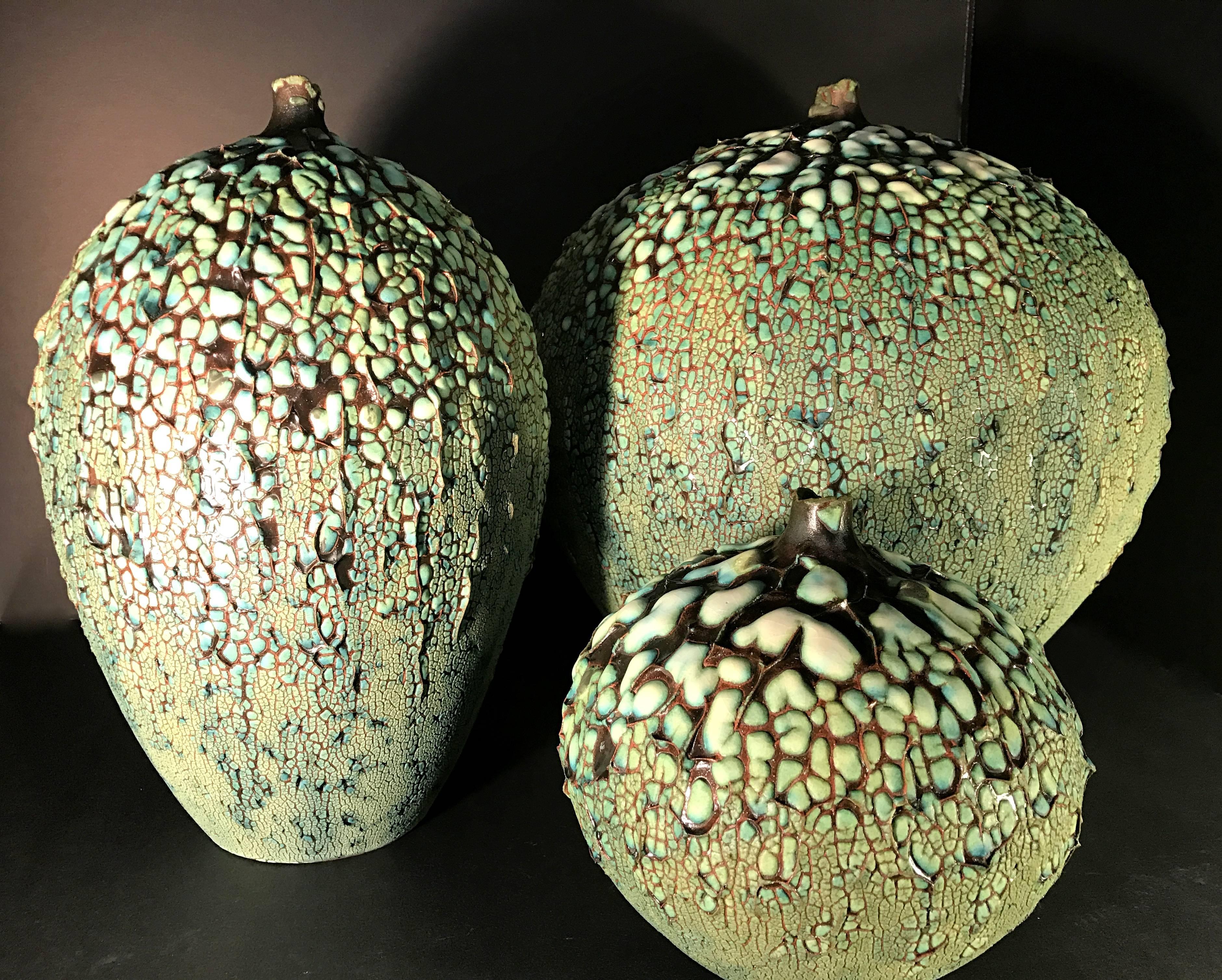 Mid-Century Modern Phenomenal Tiffany Style Ceramic Vessels
