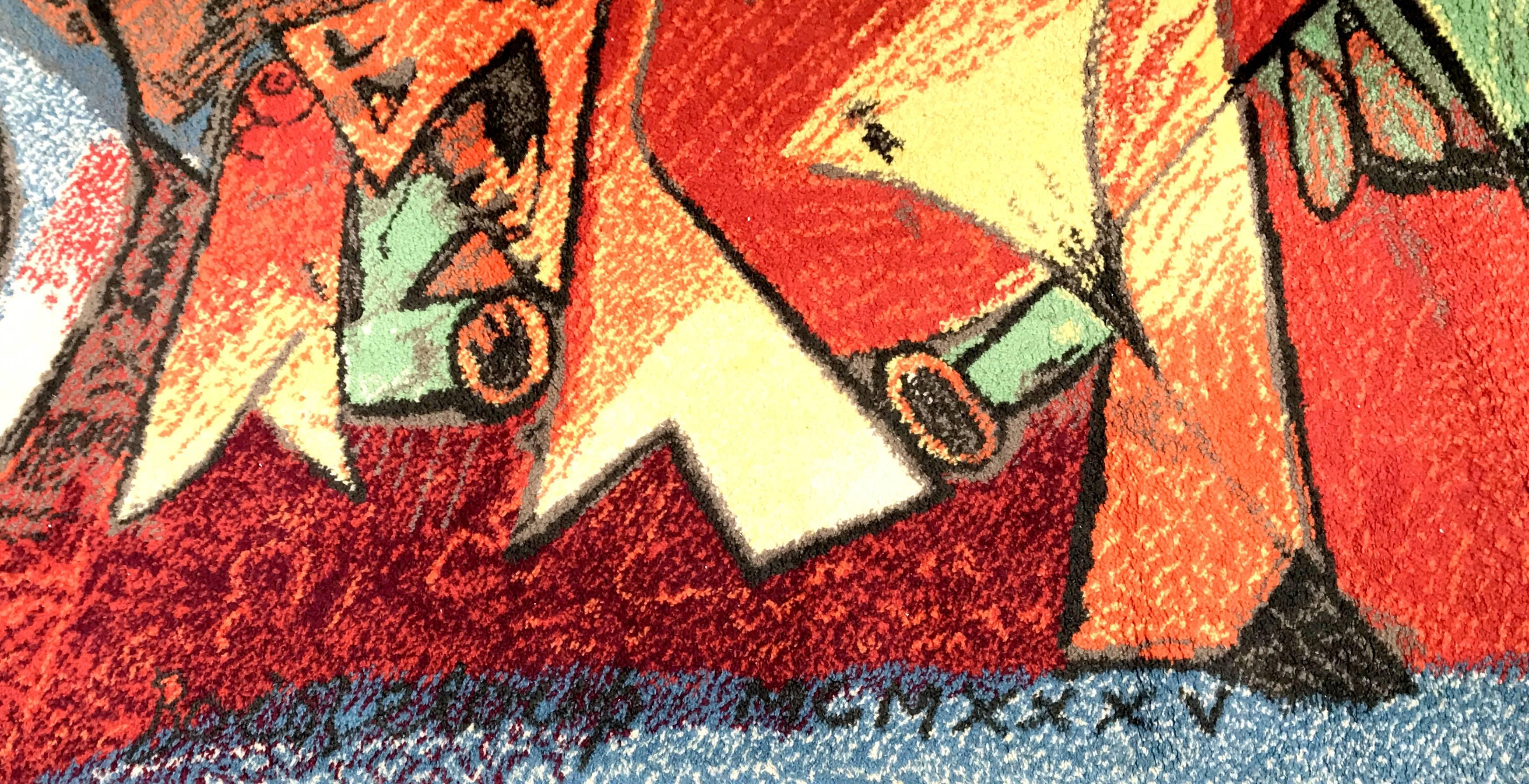 Mid-Century Modern Tapis « Running of the Bulls » (La course des taureaux) de Pablo Picasso par Ege Art Rug en vente