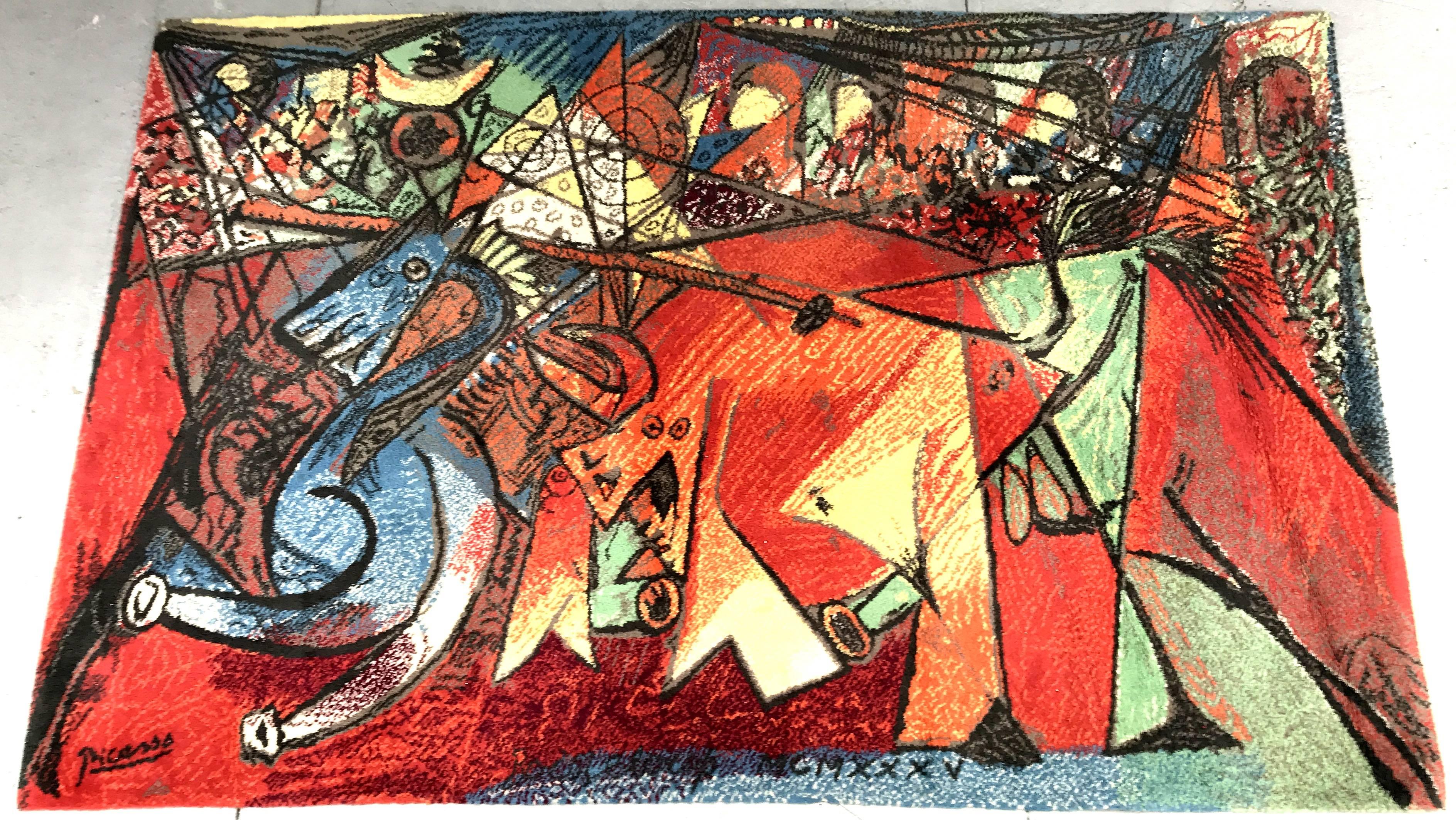 Scandinave Tapis « Running of the Bulls » (La course des taureaux) de Pablo Picasso par Ege Art Rug en vente