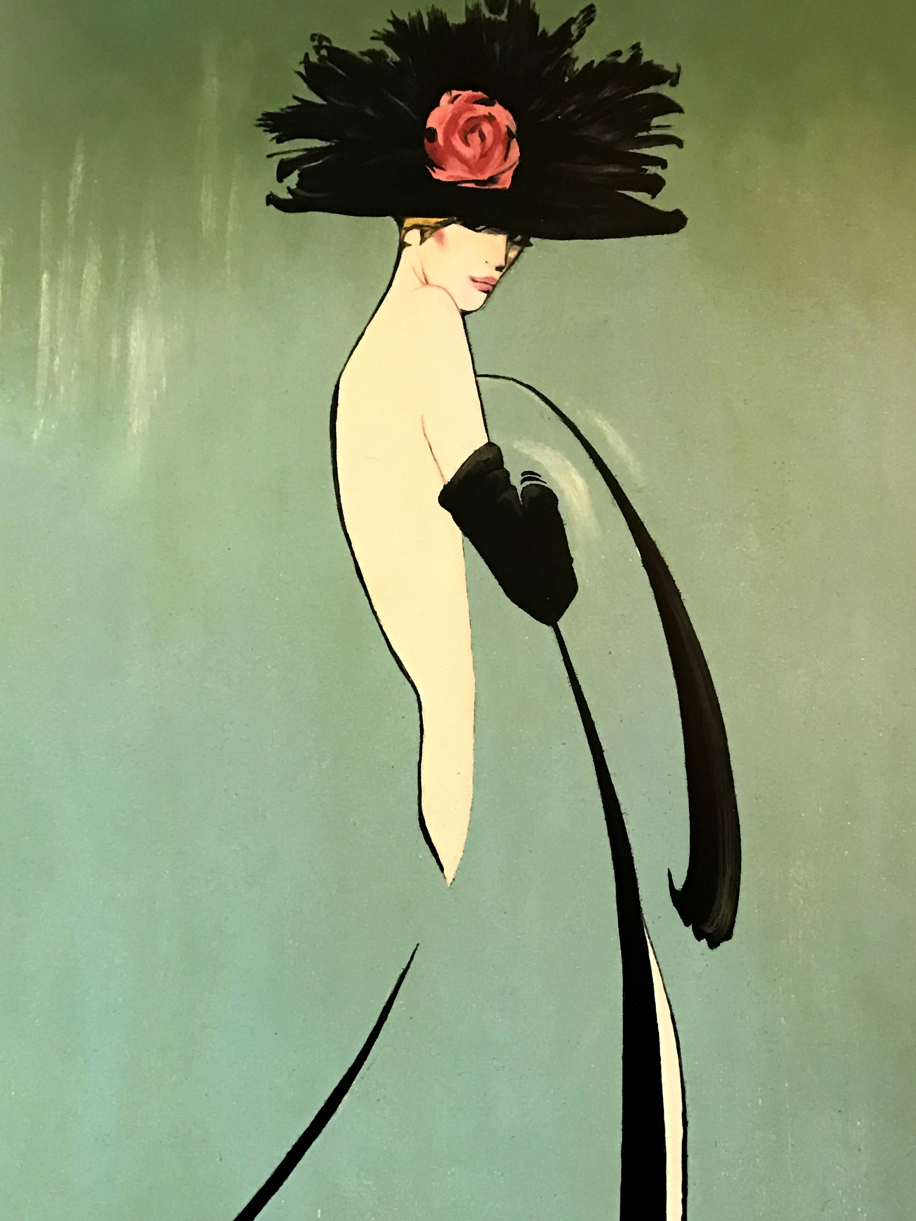 French Fashion Silhouette Painting by René Gruau