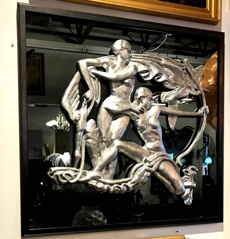 Art Deco Wall Relief with Silver Leaf at 1stDibs