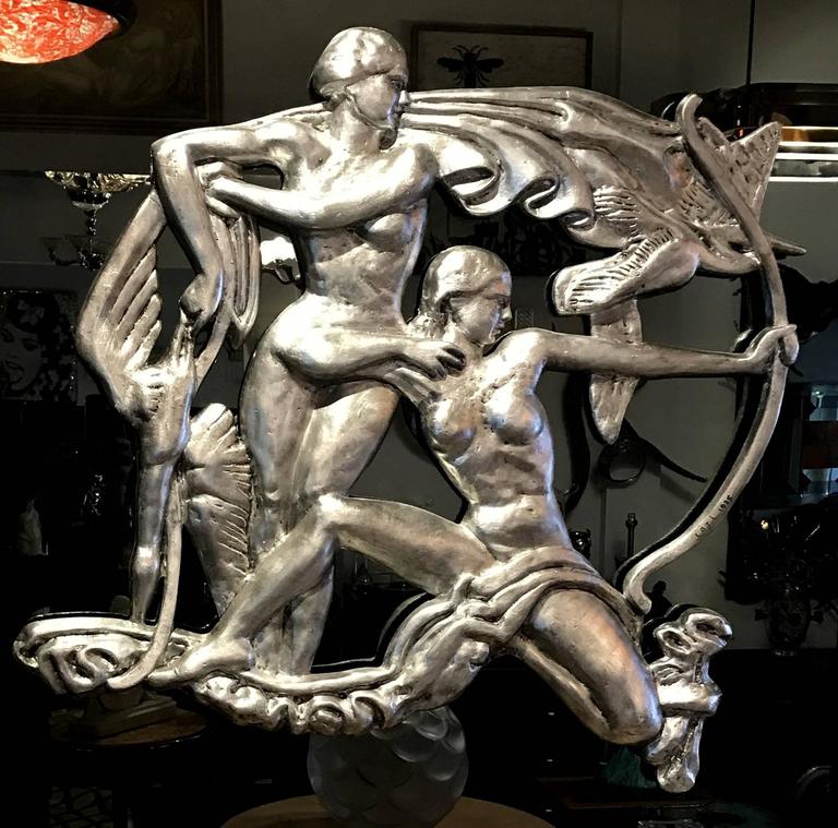 Art Deco Wall Relief with Silver Leaf at 1stDibs