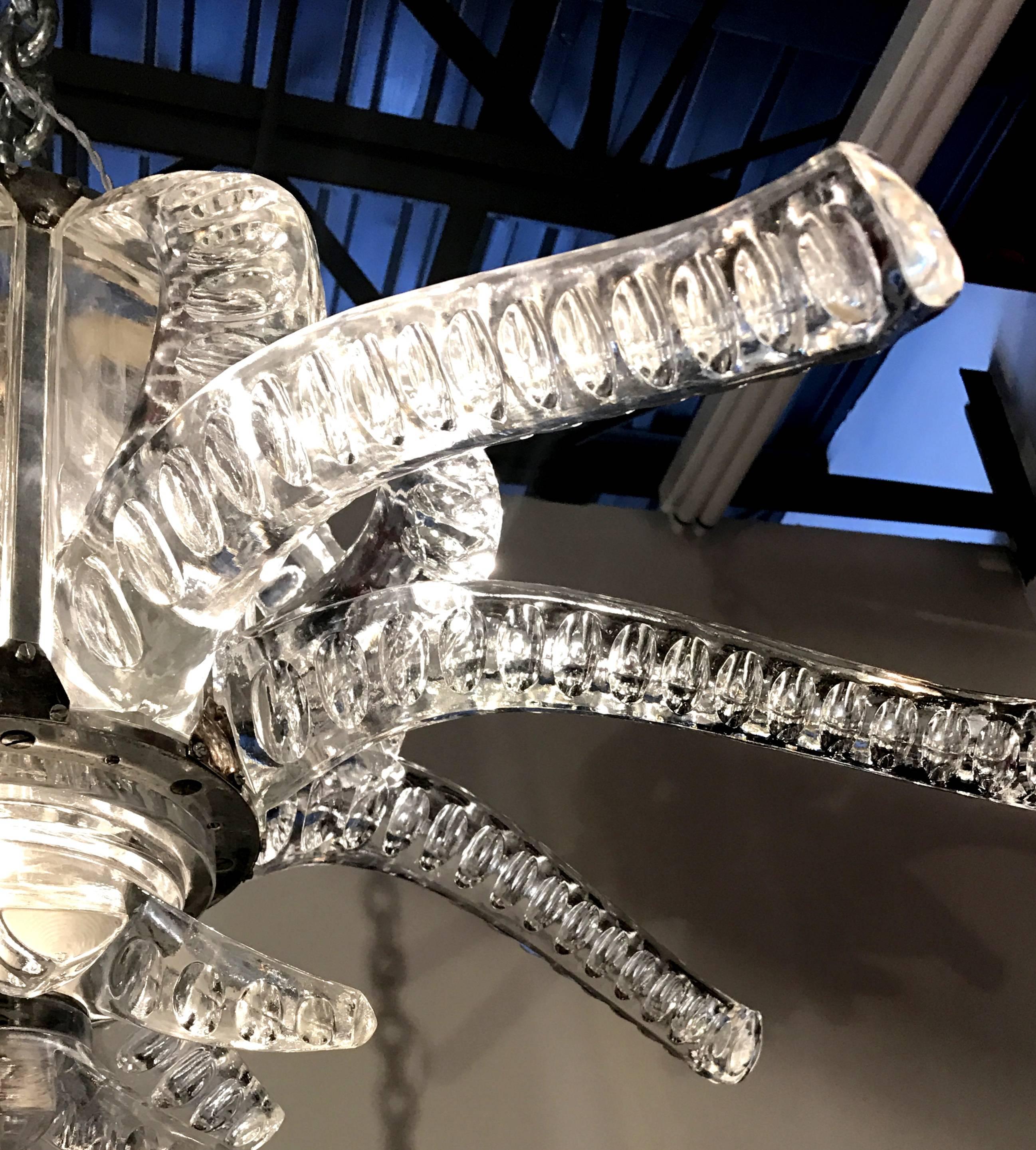 French Marc Lalique Crystal Chandelier For Sale