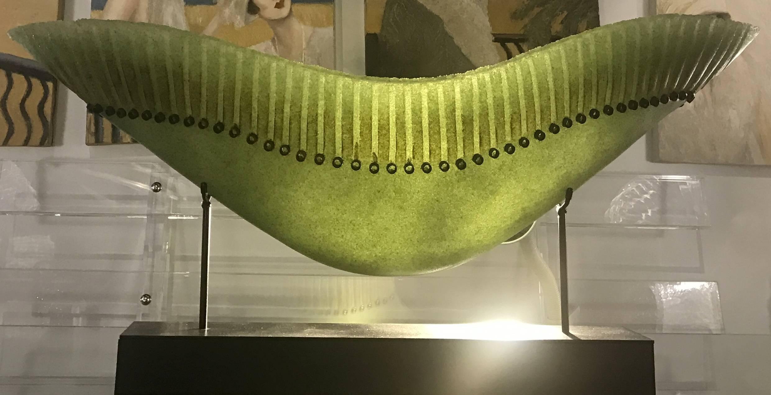 Large Sea Foam Green Glass Vessel 3
